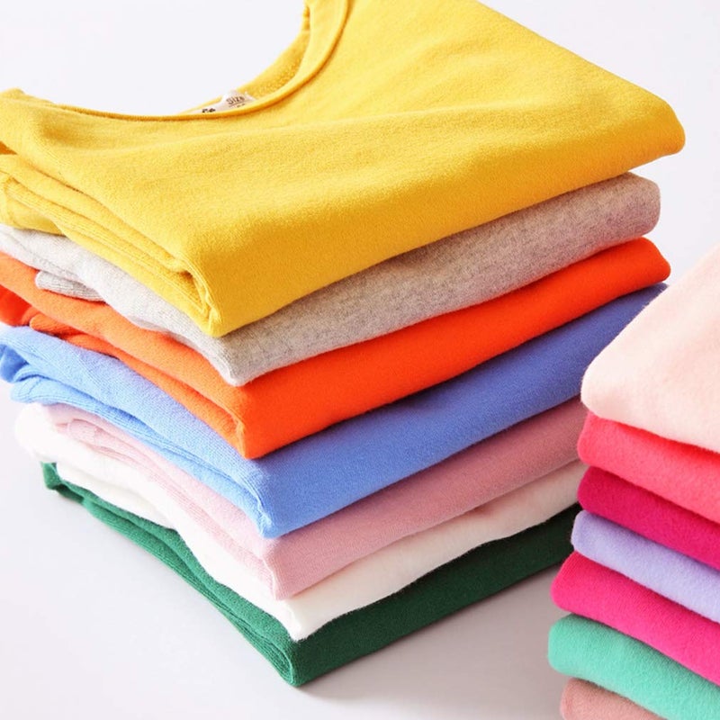 GLEAMING GRAIN Toddler Boys Girls Long Sleeve T-Shirts Unisex Kids Cotton Basic Round Neck Top Tee White 3T - Image 5